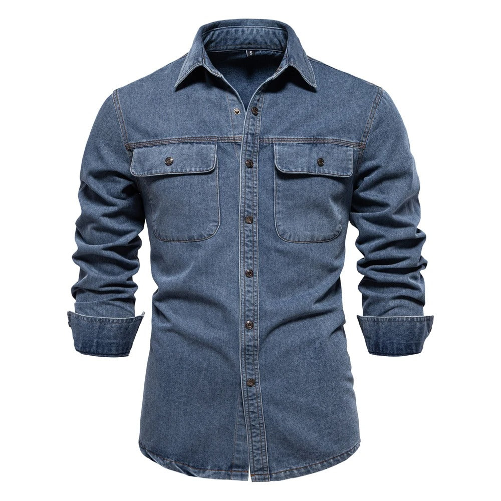 Mens Cotton Jeans Shirt Classic Fit
