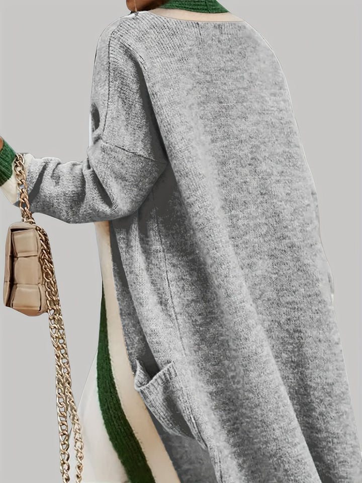 Womens Long Cardigan Vintage Style with Accent Details