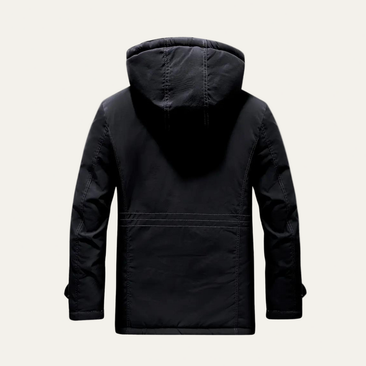 Mens Insulated Outdoor Parka with Removable Hood Rugged Fit