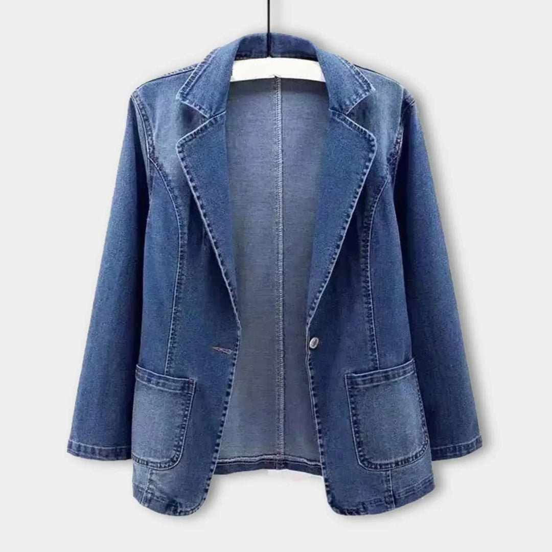 Womens Denim Blazer Modern Fit Tailored Style - BritishMode