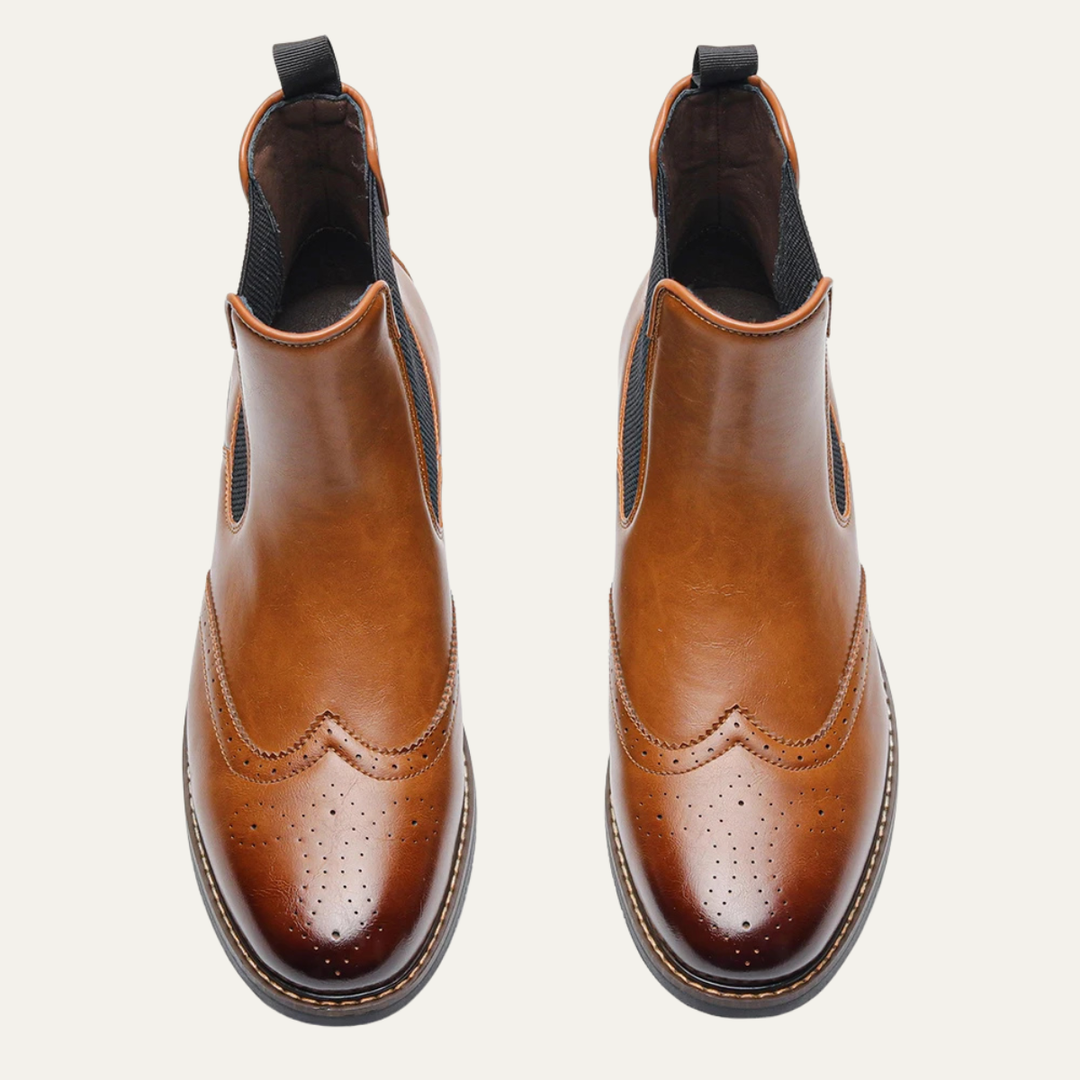 Mens Leather Chelsea Boots with Elastic Side Panels