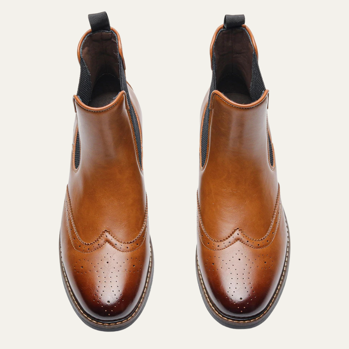 Mens Leather Chelsea Boots with Elastic Side Panels