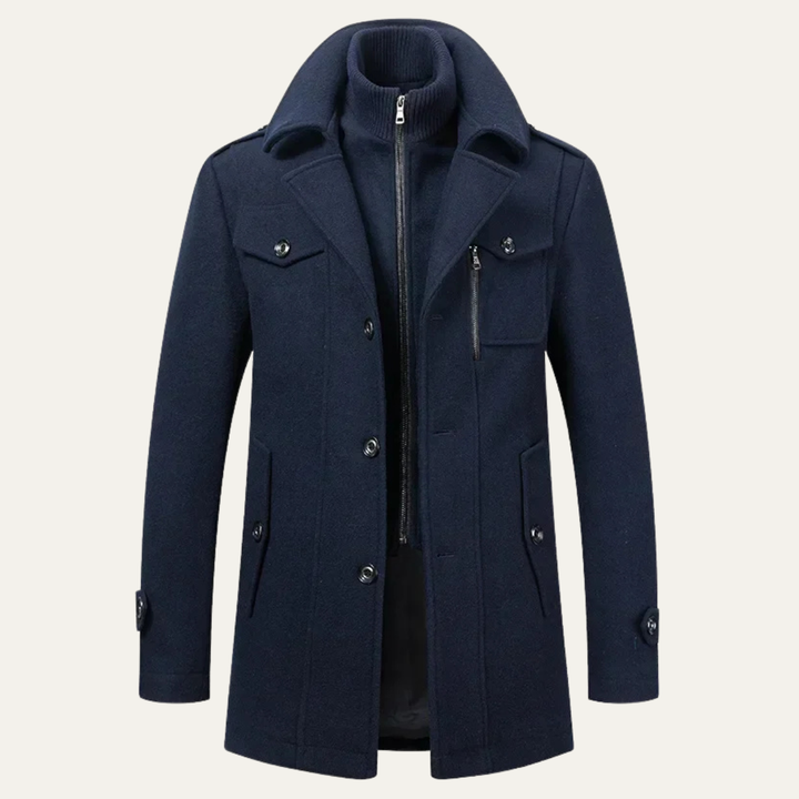 Mens Wool Blend Winter Coat Smart Lapel Classic Fit