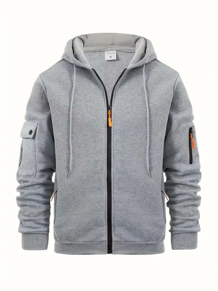 Mens Zip Hoodie Cotton Blend Regular Fit with Pockets - BritishMode