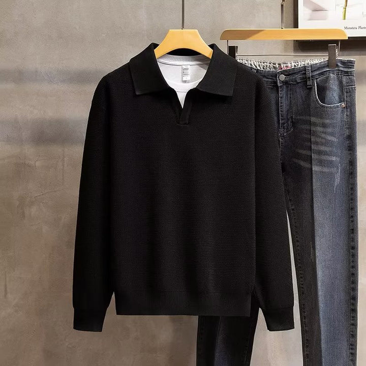 Mens Polo Knit Sweater Classic Fit