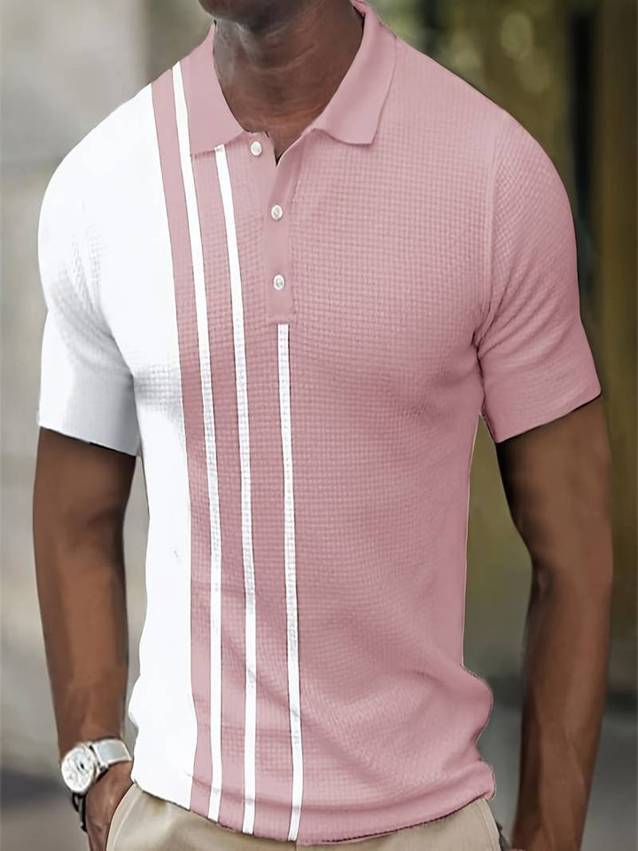 Mens Shirt Waffle Knit Stripe Pattern Relaxed Fit