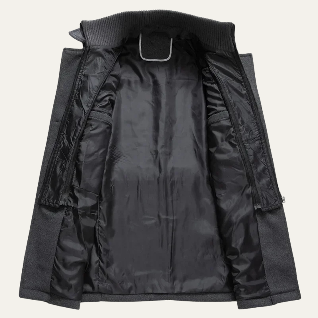Mens Wool Blend Winter Coat Smart Lapel Classic Fit