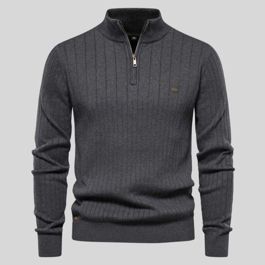 Mens Quarter Zip Sweater Classic Fit Cotton Blend