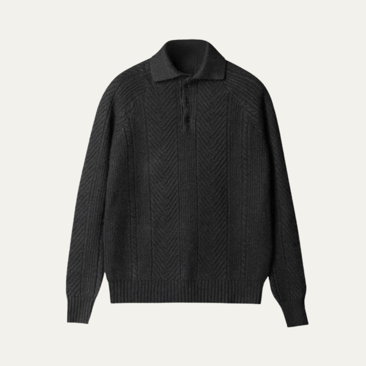 Mens Quarter Zip Polo Sweater Chevron Knit