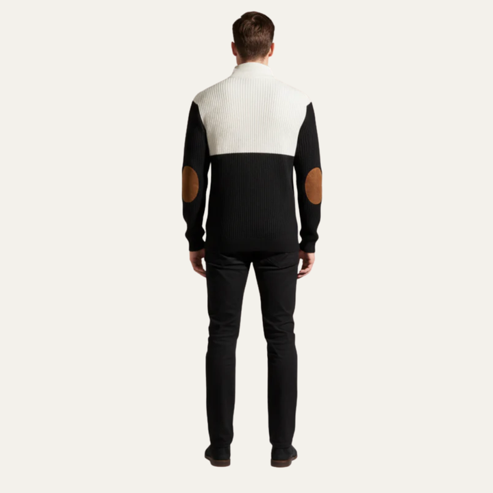 Mens Sweater Button Placket Color Block Design