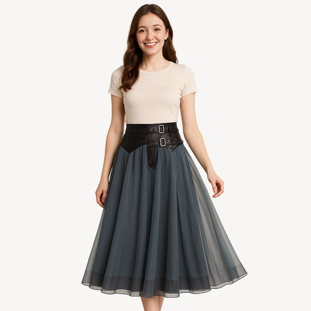 Womens Maxi Skirt Chiffon High Waist Gothic Style - BritishMode
