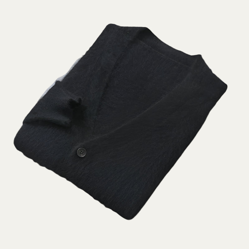 Mens Cashmere Knit Cardigan V-Neck Button Front