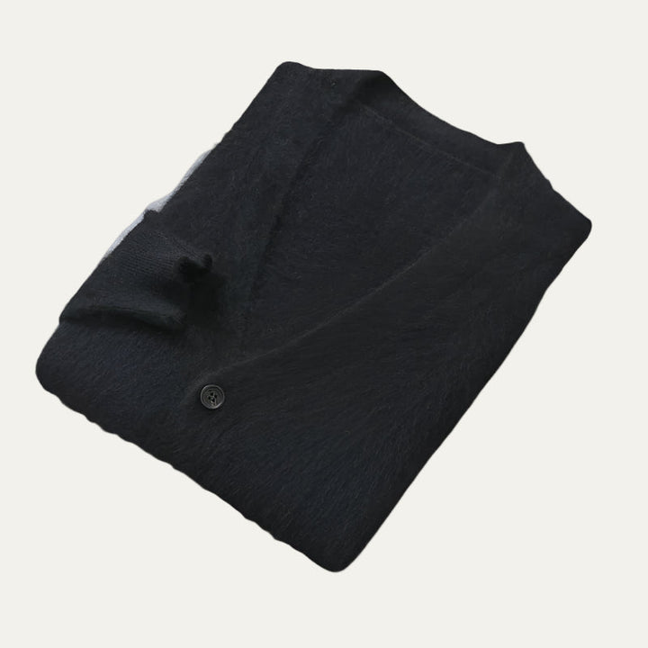 Mens Cashmere Knit Cardigan V-Neck Button Front