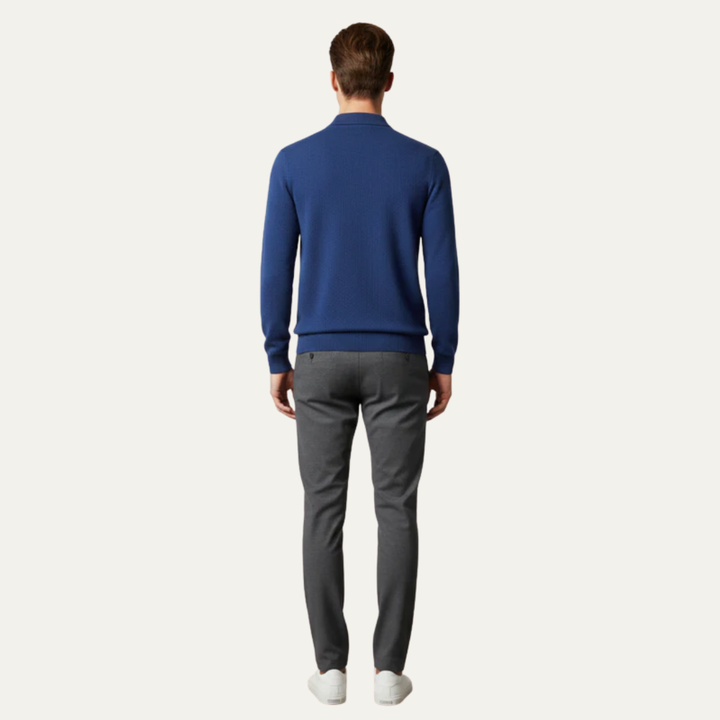 Mens Knit Polo Sweater Long Sleeve