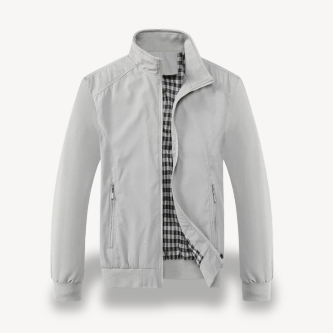 Mens Bomber Jacket Zip-Up Check Lining