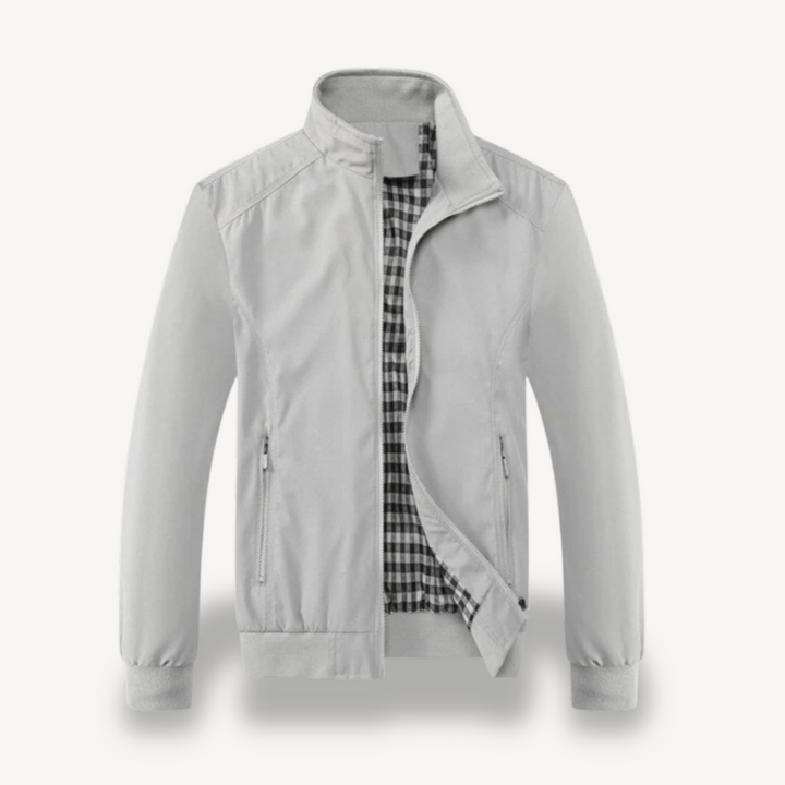 Mens Bomber Jacket Zip-Up Check Lining