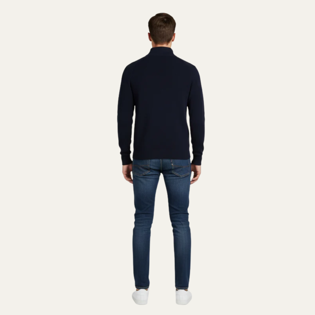 Mens Ribbed Sweater Heavy Knit Quarter Zip Mock Neck