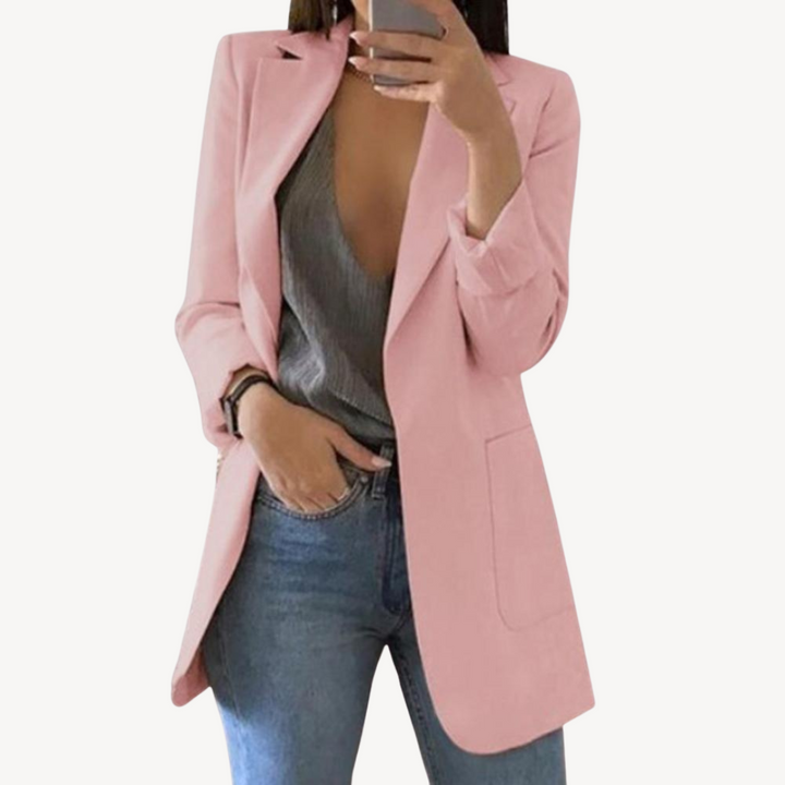 Womens Long Blazer Open Front Tailored Fit