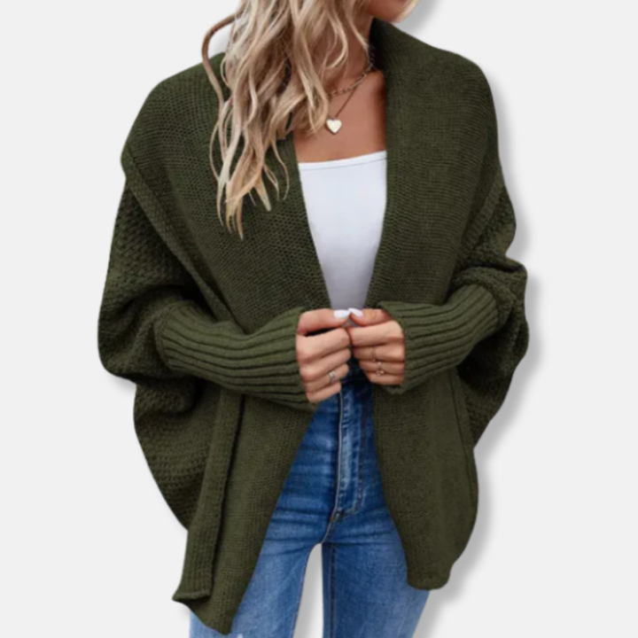 Womens Oversized Cardigan Chunky Knit Ribbed Cuffs