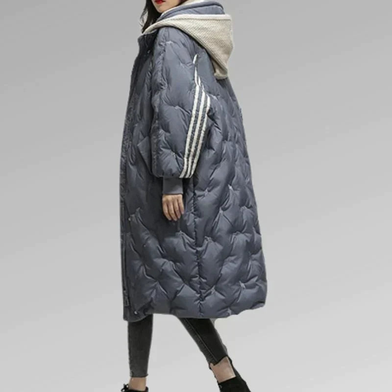 Womens Long Quilted Winter Coat Insulated Warm Fit