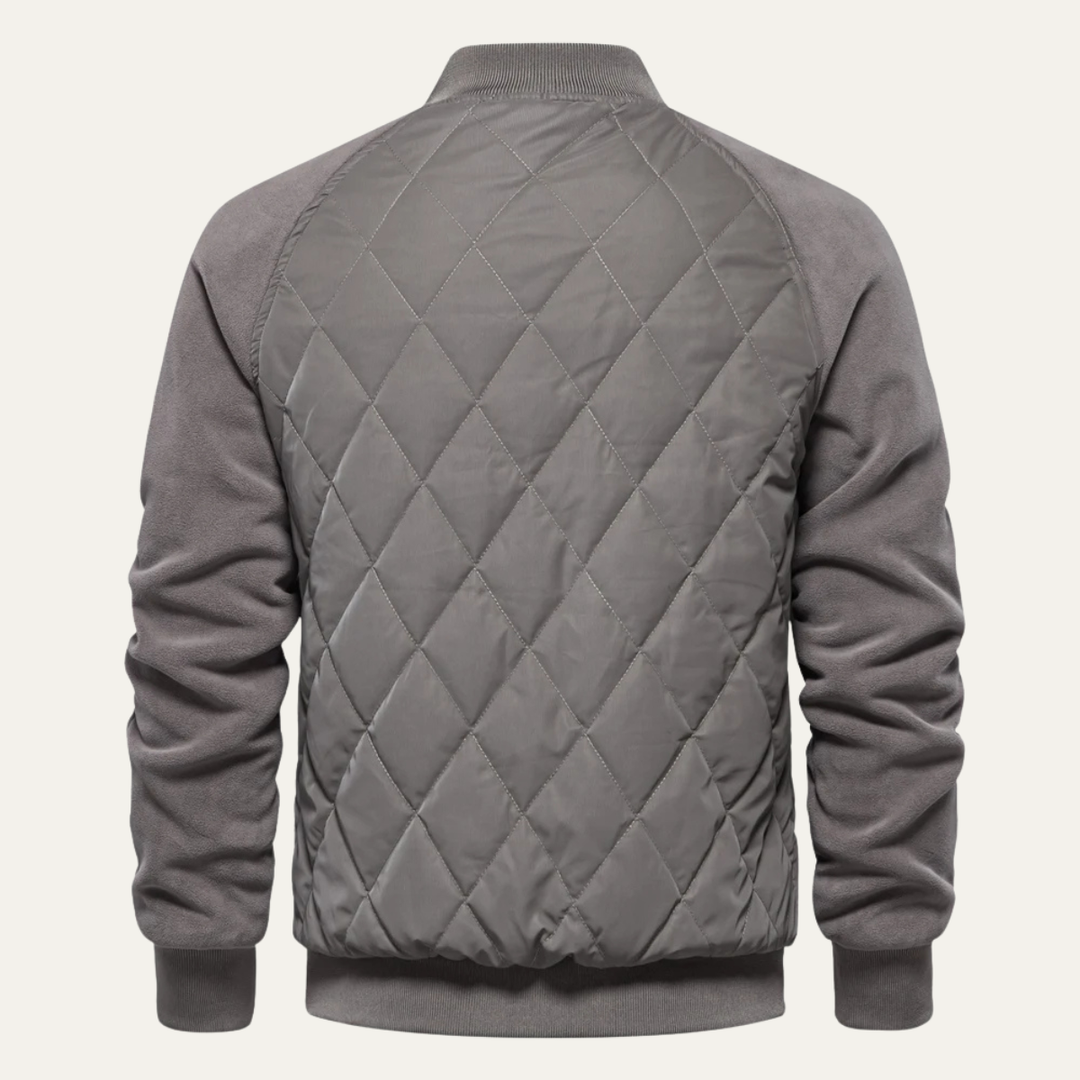 Mens Quilted Bomber Jacket Patchwork Casual Winter