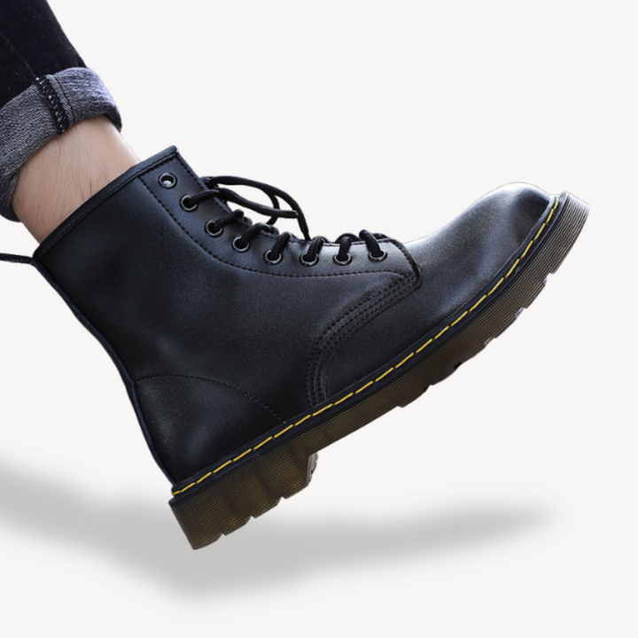 Unisex Leather Combat Boots Durable Lace-Up Ankle - BritishMode