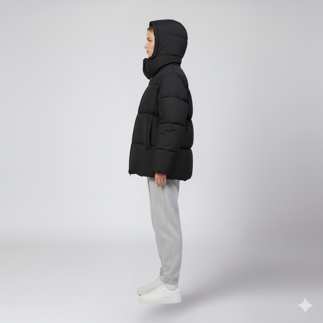 Womens Quilted Puffer Jacket Oversized High Collar Winter Outerwear