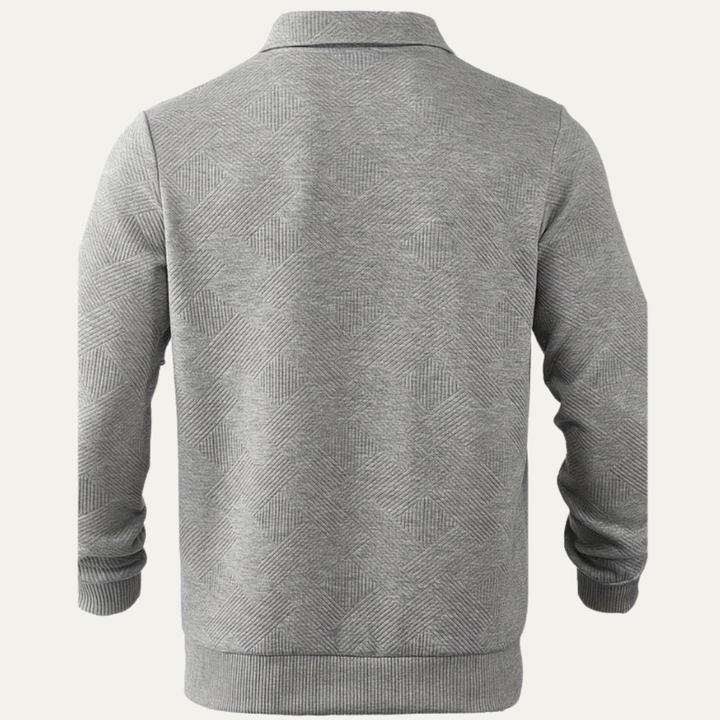 Mens Polo Sweater Textured Quarter Zipper