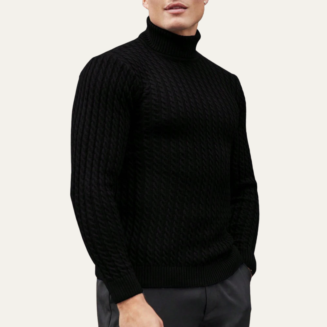 Mens Turtleneck Sweater Vertical Knit Pattern