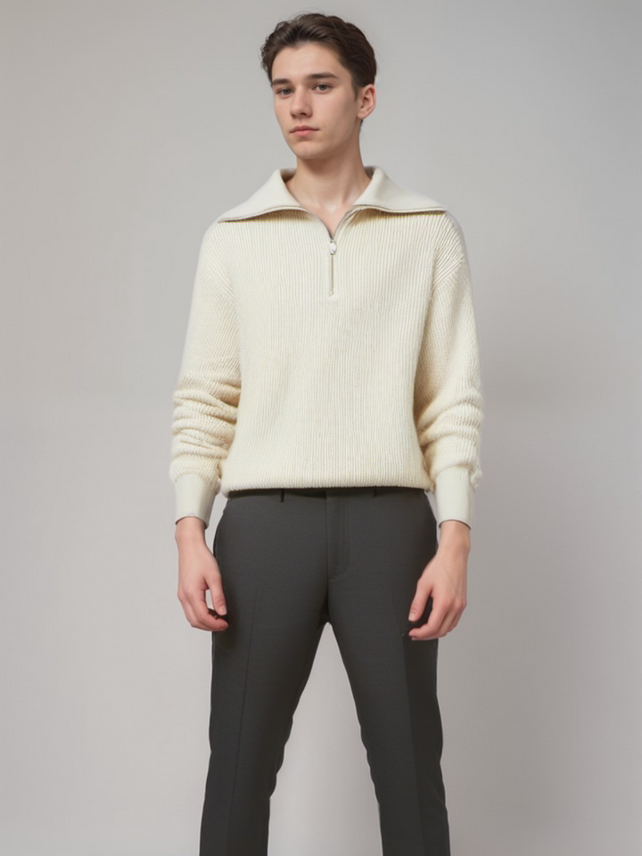 Mens Knit Sweater with Zip Warm Fit