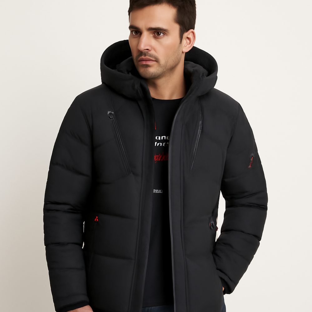 Mens Quilted Insulated Puffer Jacket with Hood - BritishMode