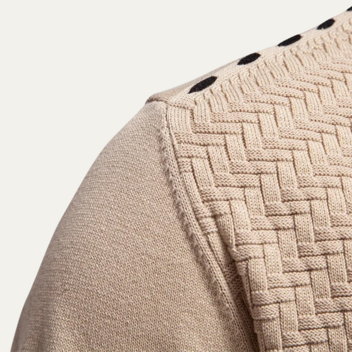 Mens Basketweave Knit Cardigan V-Neck Button Front