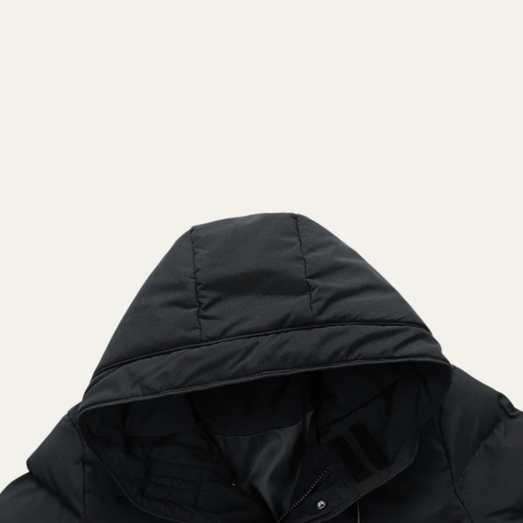 Mens Long Hooded Puffer Jacket Insulated Winter