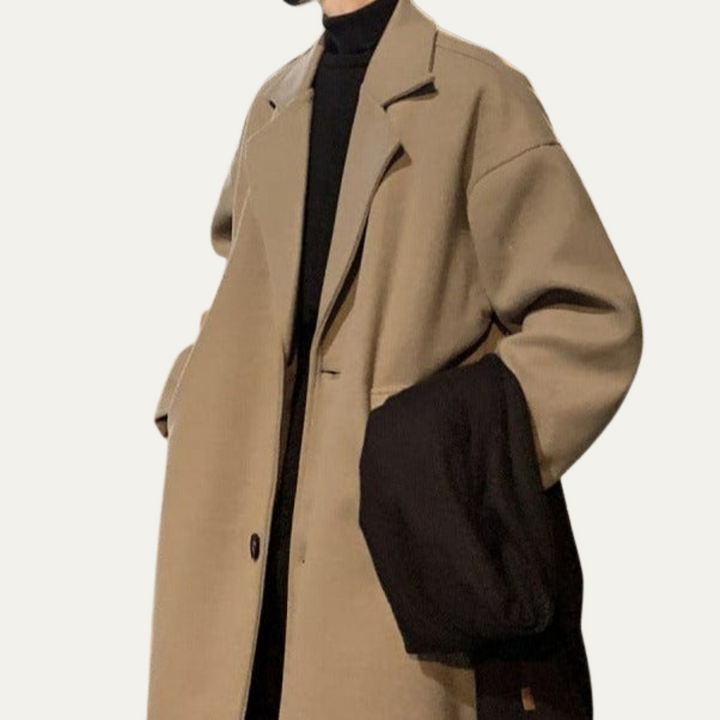 Mens Wool Wrap Coat with Belt Elegant Fit