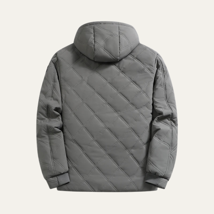 Mens Hooded Overcoat Thick Plush Fleece Lined Warm Fit