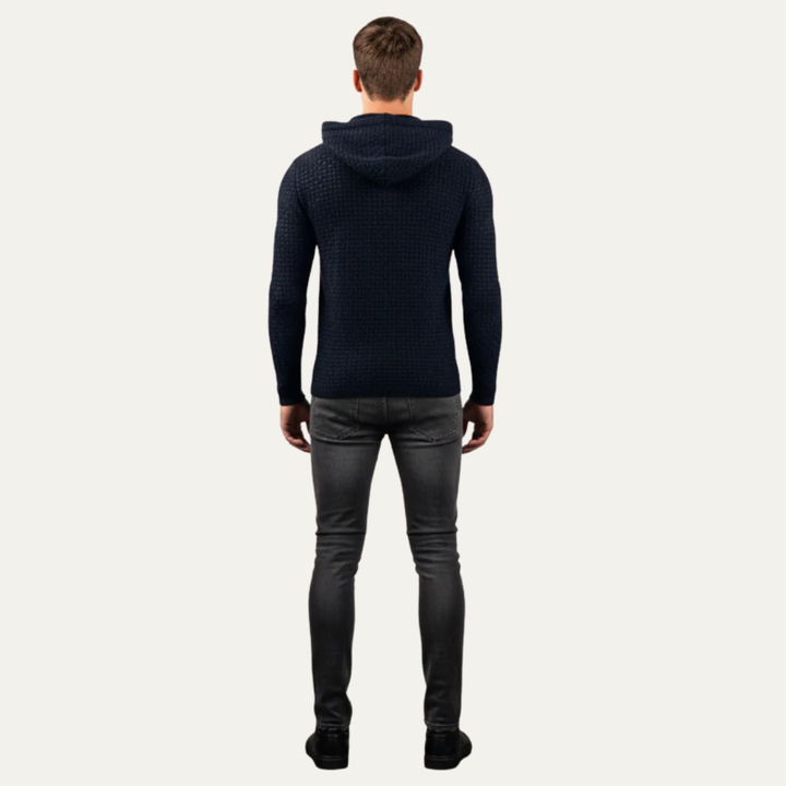 Mens Hooded Sweater Fine Knit Classic Fit