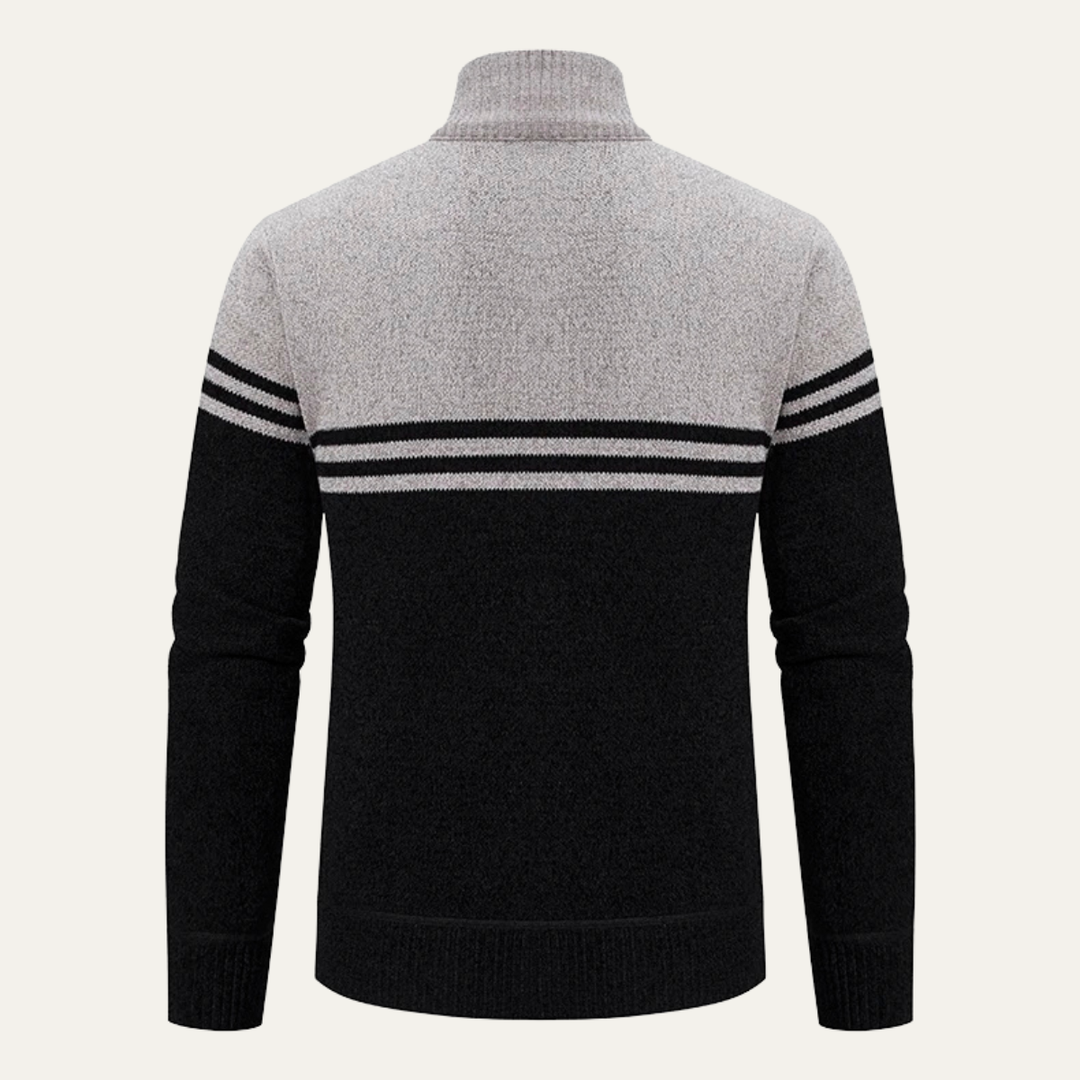 Mens Knit Cardigan Thick Fleece Lined Relaxed Fit