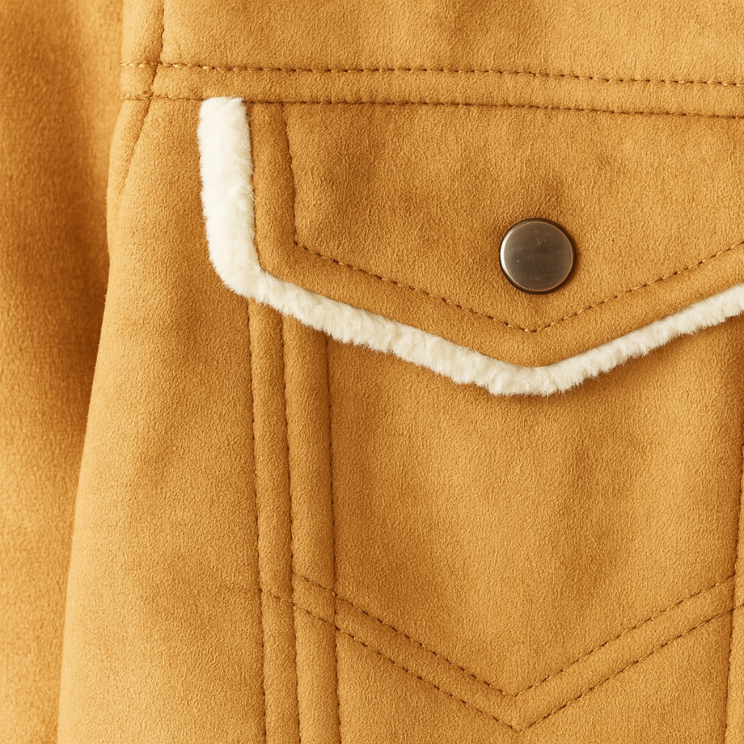 Mens Vintage Leather Jacket with Shearling Collar