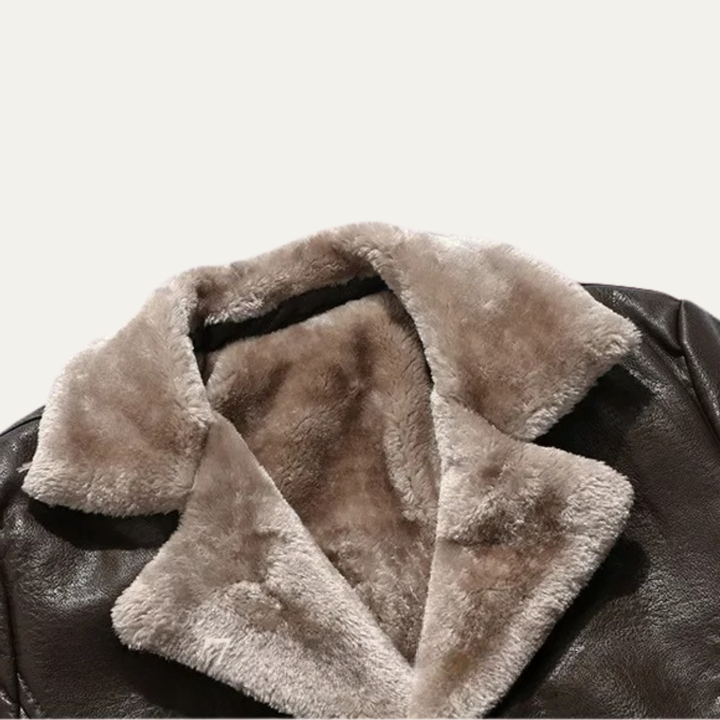 Mens Faux Leather Coat Shearling Lined Regular Fit