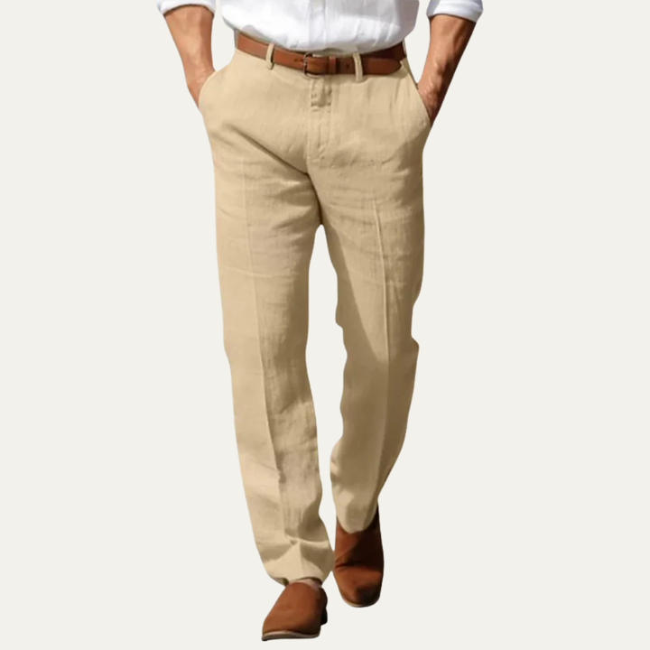 Mens Linen Blend Trousers Relaxed Fit