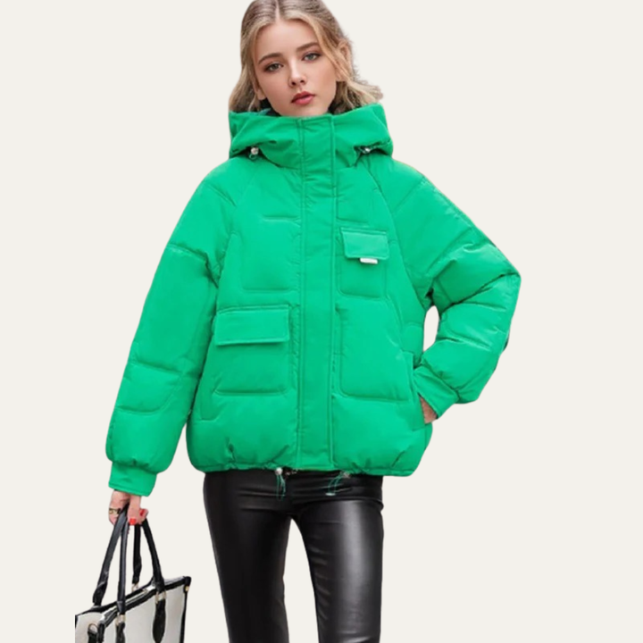 Womens Cropped Puffer Jacket Utility Style