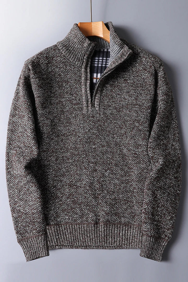 Mens Knit Sweater Zip-Up Comfortable Fit