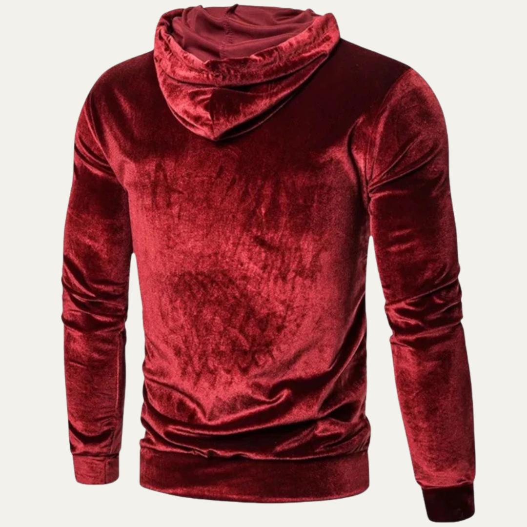 Mens Velvet Pullover Hoodie Kangaroo Pocket