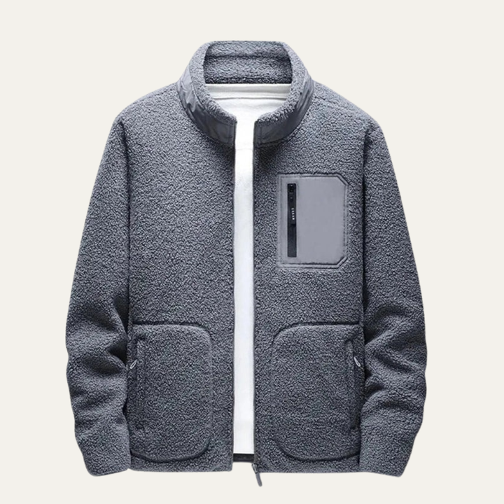 Mens Fleece Jacket Plush Material Relaxed Fit