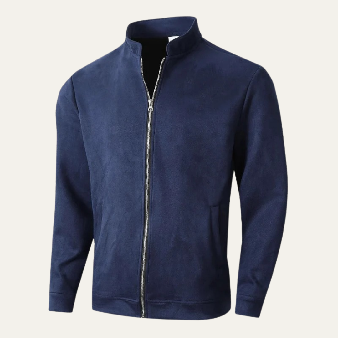Mens Bomber Jacket Stand Collar Minimalist Style