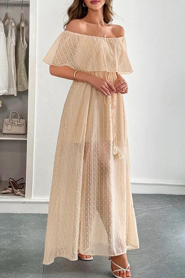 Womens Maxi Dress Bandeau Style Solid Fabric