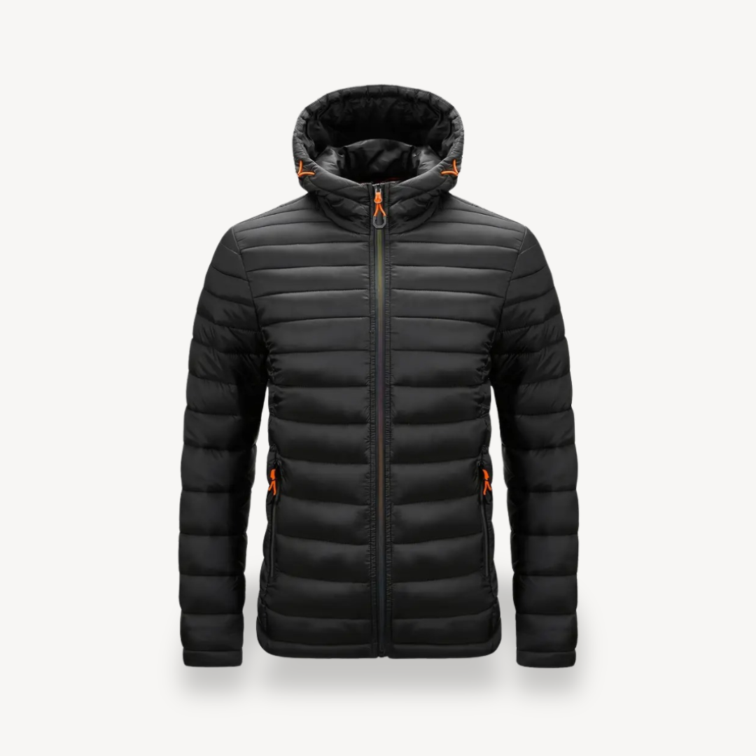 Mens Hooded Puffer Jacket Polyester Insulated Fit