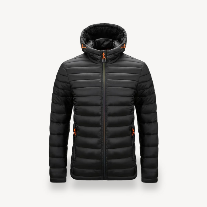 Mens Hooded Puffer Jacket Polyester Insulated Fit
