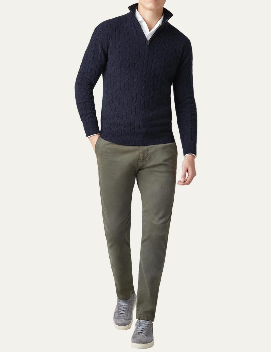 Mens Cable Knit Sweater with Zipper
