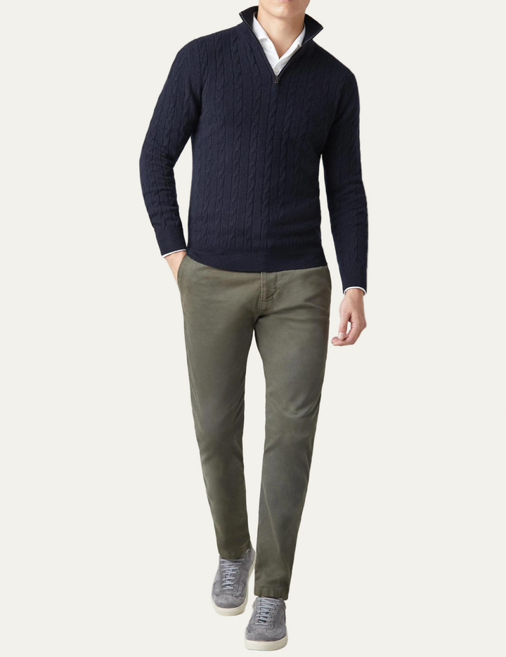 Mens Cable Knit Sweater with Zipper